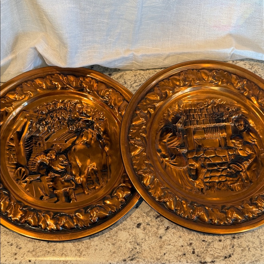 Vintage Copper Decorative Plates